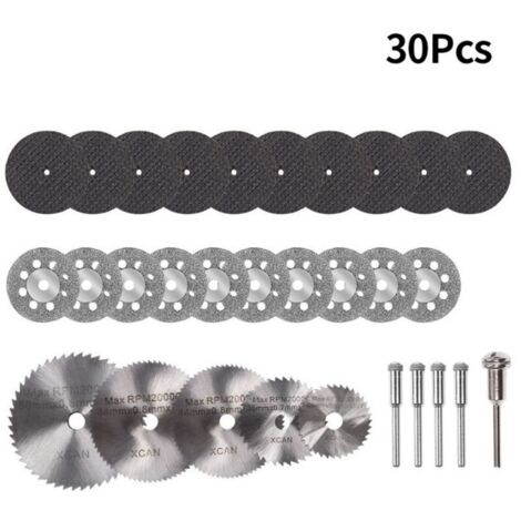 Bardusch 30 PcsMini Disque Diamant à Tronçonner, Mini Lame de Scie Circulaire HSS, Mini Disque de Coupe en Résine, avec 3mm Mandrin pour Bois, Métal, Plastique, Pierre, Verre