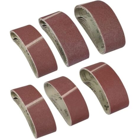 Bardusch-30 Pièces Bande De Ponçage, 75 x 533mm Tissu En Tissu Bande De Ponçage 40/60/80/120/180/240 Grains Oxyde D'aluminium Papier De Verre Ceintures Power File Pour Ponceuses à Bande Bosch