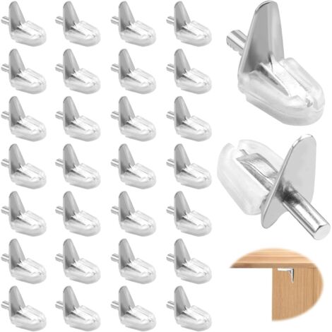 Bardusch-30 pièces de supports de tablette pour étagère, supports de 3 mm pour tablettes, supports en plastique avec goupille en acier, supports de sol en verre pour armoire, étagère, bibliothèque, ta