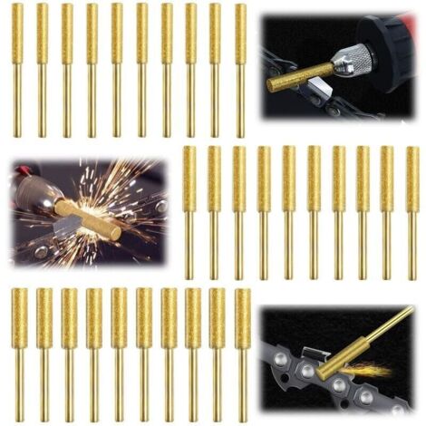 Bardusch-30 Piezas Gabarit Affutage Chaine de Tronconneuse, Diamant Affuteur Affuteuse de Chaine Tronçonneuse, Lime pour Chaine de Tronconneuse, 3 Tailles Différentes pour Tronçonneuse Affûter et Ponc