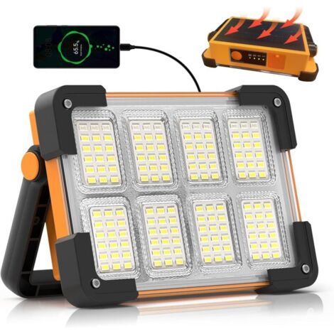 Bardusch 30W Projecteur LED Rechargeable,Projecteur LED Chantier Portable Solaire & Batterie Rechargeable,4 Modes 5400mAh Lampe de Travail Pour Camping, Chantier, Garage, Atelier