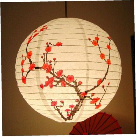 Bardusch - 35cm Lanternes Japonaises en Fleur De Prune Rond Lampe De Papier À Ombre