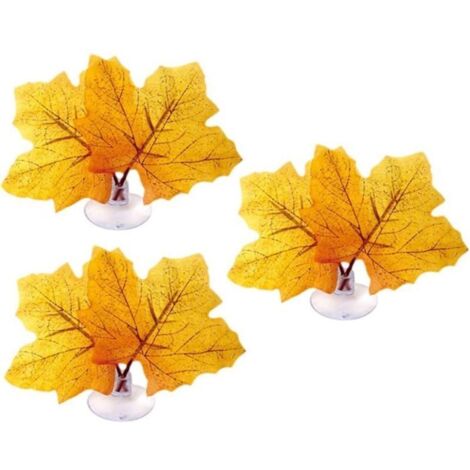 Bardusch-3pcs Feuilles artificielles avec ventouses, décoration de fausses plantes remplaçables, décoration de terrarium, accessoires de jeu