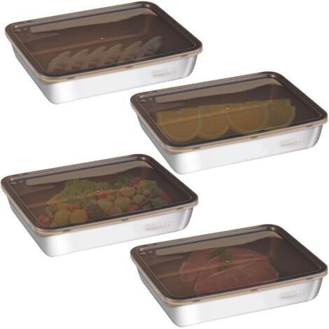 Bardusch-4 bacs inox 2200 ml empilables avec couvercle, boîtes alimentaires inox pour réfrigérateur/cuisine/restaurant