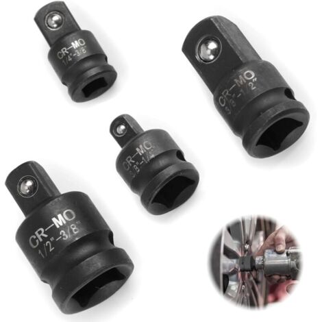 Bardusch-4 pcs adaptateur douille, 3/8 vers 1/4, 1/4 vers 3/8, 1/2 vers 3/8, 3/8 vers 1/2, acier chrome - molybdène(CR-MO), reducteur carre, raccord douille, adaptateur cliquet