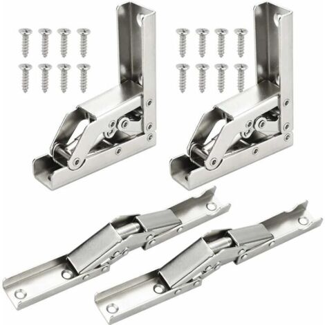 Bardusch-4 PCS Charnières Pliant 90 Degré Plein Recouvrante Charniere Porte en Acier Inoxydable Charniere Meuble Cuisine Invisible avec 16 Vis pour Fermeture d’Armoire de Porte Placard 6.8X6.8X2.2cm