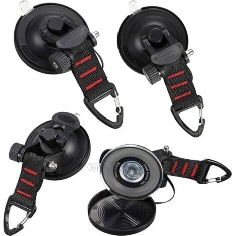 Bardusch-4 Pièces Ancre à Ventouse avec Fixation du Crochet d'Arrimage, Crochet de Fixation de Ventouse Auvent pour Tentes Latéral de Voiture Accessoire de Bâche de Camping