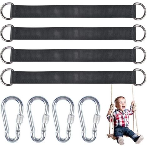 Bardusch-4 pièces Kit de Sangles de Suspension pour balançoire Arbre avec 4 Anneaux en D pour Jardin/balançoire/balançoire d'arbre/hamacs