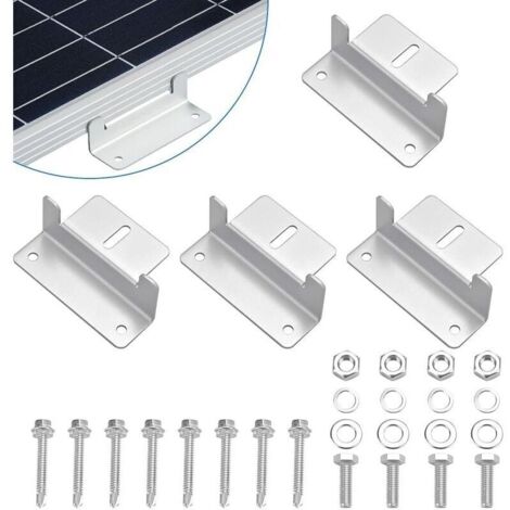 Bardusch-4 Pièces Support Montage Panneau Solaire en Z Fixation Panneau Solaire en Alliage d'Aluminium Z Support de Montage de Kits avec Écrous et Boulons pour Toit de Camping Car, Bateau, Cabine