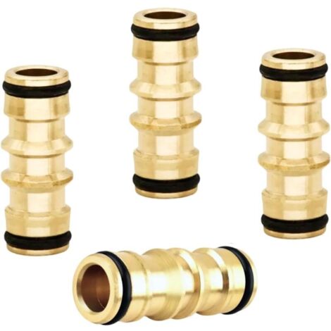 Bardusch 4 Raccords de Tuyau d'Arrosage en Laiton 1/2"" Mâle et Femelle, Connecteur Tuyau Arrosage, Embout Tuyau Arrosage, Compatible Raccord Gardena, Double Connecteur Rapide pour Jardin (Noir + Or)