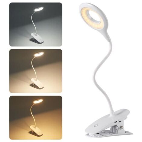 Bardusch-40 LED Lampe de Lecture, Lampe de bureau Rechargeable à Pince avec 3 Température de Couleur