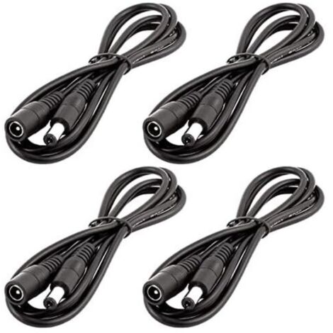 Bardusch-4pcs 1m DC 12V Cble d\'extension Prise DC 5,5mm x 2,1mm DC 0 36V Cordon d\'alimentation Rallonge lectrique Mle Femelle pour Moniteur de Voiture, Camra CCTV, Bande LED, Noir