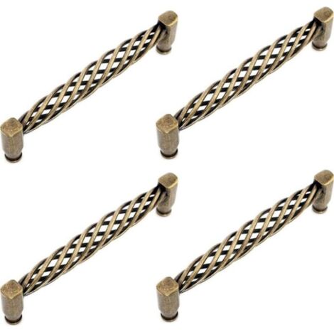 Bardusch 4X Poignées de Porte Cuisine Creux Vintage avec Vis Boutons pour Meubles Armoires Commodes - Bronze/128mm