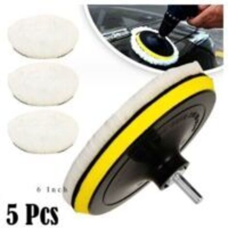Bardusch-5 Pièces 150mm Tampon de Polissage en Laine, Disque Polissage Éponge de Polissage Pads Kit Polissage Voiture pour avec M14 Foret pour Perceuse pour Polissage de Voiture Meulage Cirage