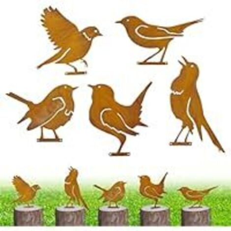 Bardusch-5 Pièces Oiseau Rouille, Oiseaux Rouillés pour Arbre, Rouillés en Métal, Faire de Vieux Oiseaux, Rouillé Metal Bird Décoration, Convient pour Jardins, Terrasses, Parcs, Clôtures