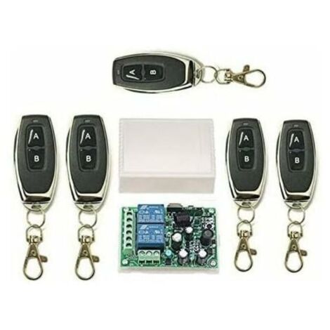 Bardusch-5 x 2CH 433MHZ Télécommande à Canaux/Commutateur à Distance sans Fil + 1x Récepteur, Pour Fenêtres, Entrées, Portes de Garage, Systèmes d’Alarme