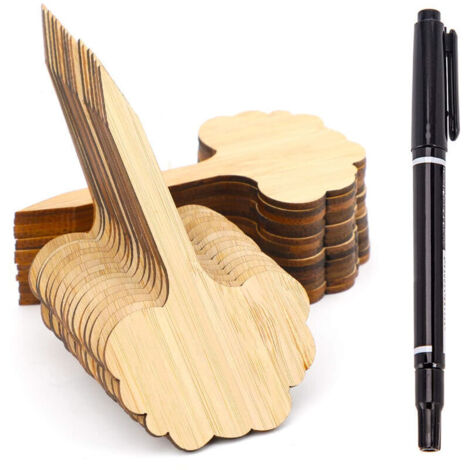 Bardusch-50 Pcs Bambou Plante Étiquettes de Plantes en Bambou D'étiquette en Bois Marqueurs De Type T pour Jardin Plantes en Pot Accessoires À Effet De Serre