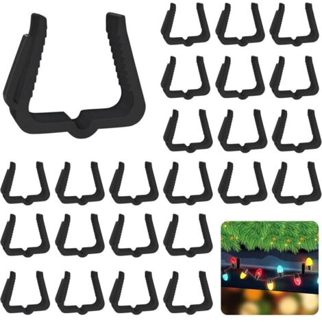 Bardusch - 50 Pièces Accessoire pour gouttière, Clips de fixation pour guirlandes lumineuses de Noël, clips pour décorations de Noël, 15/8 pouce