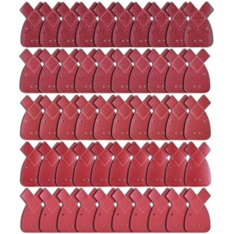 Bardusch-50 Pièces Feuilles Abrasives Feuille de Ponçage 10 X Grains 40/60/80/120/240 Papier Abrasif Triangles de Ponçage Fit Black and Decker Detail Palm Sander