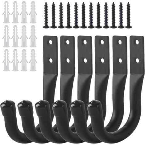 Bardusch-6 Crochets Muraux Garage J, vélo outils électriques échelle robustes noirs