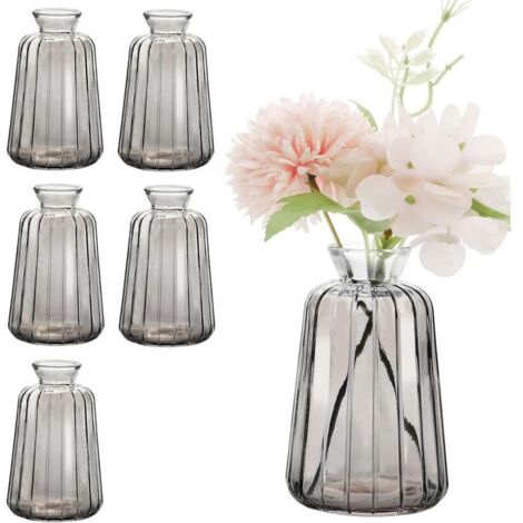 Bardusch-6 Mini Vases en Verre - Petits Décoratifs de Table Mariage - Vintage Single-Mini Vase pour Décorations de Table Moderne, Gris