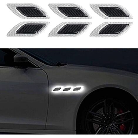 Bardusch 6 PCS Autocollant 3D à Bandes réfléchissantes, Autocollant réfléchissant pour Capot de Voiture,Autocollants réfléchissants à Haute intensité pour la visibilité de Nuit pour Voiture SUV (Blanc