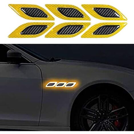 Bardusch 6 PCS Autocollant 3D à Bandes réfléchissantes, Autocollant réfléchissant pour Capot de Voiture,Autocollants réfléchissants à Haute intensité pour la visibilité de Nuit pour Voiture SUV (Jaune