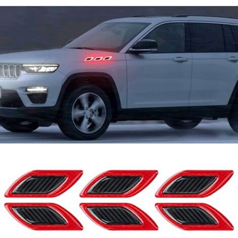 Bardusch 6 PCS Autocollant 3D à Bandes réfléchissantes, Autocollant réfléchissant pour Capot de Voiture,Autocollants réfléchissants à Haute intensité pour la visibilité de Nuit pour Voiture SUV (Rouge