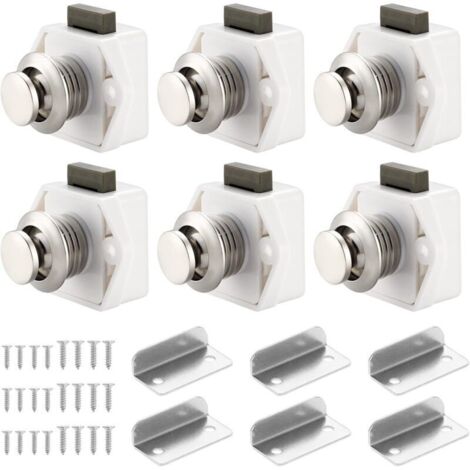 Bardusch-6 PCS Bouton Poussoir Loquet, Serrure Tiroir et Verrou Porte Placard, Loquet de Verrouillage de Porte Sans clé pour Camping-car, Yachts, Bateau, Caravane