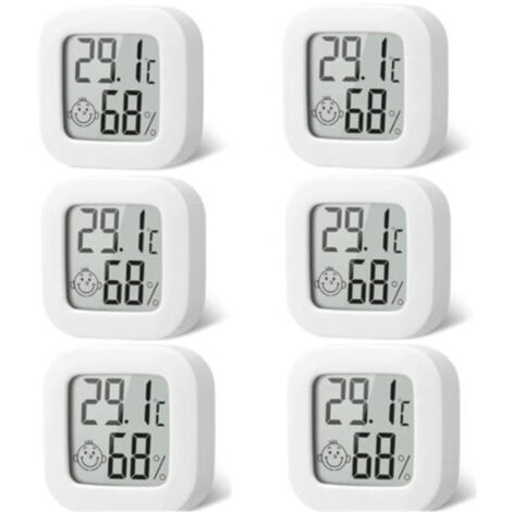 Bardusch 6 pcs Mini thermometre interieur maison-termometro higrometro digital Fonction ℃ / ℉,Moniteur Température Termometre Maison -50 ℃  70 ℃, 10%  99% RH Convient pour Maison, Bureau (batterie inc