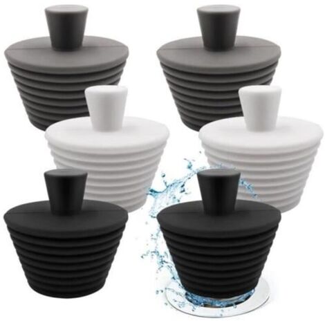 Bardusch - 6 Pièces Bouchon Baignoire, Silicone Bouchon Lavabo pour Lavabo, Baignoire, Égouts, Salle De Bain, Cuisine(Noir/Gris/Blanc)