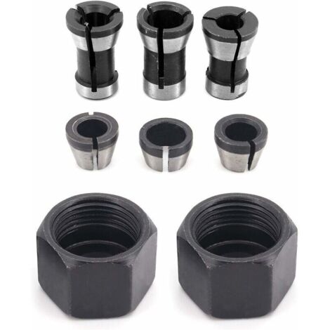 Bardusch-6 Pièces HSS Tête de Mandrin, 6 mm 6.35 mm 8 mm Tête adaptateur Convertisseur pour perceuses Machine de Gravure, pour rogneuse Menuiserie électrique Pince de routeur Titulaire +2 écrous