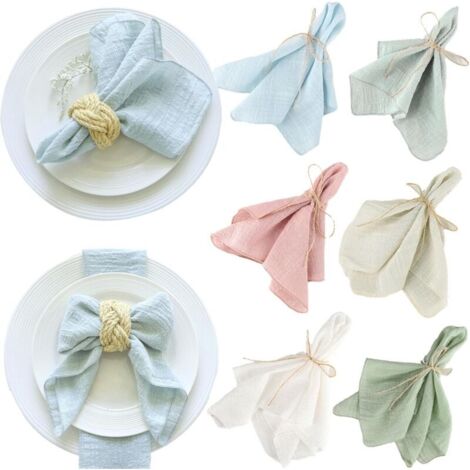 Bardusch-6 serviettes gaze coton 32x32 cm – surjetées – multicolores – pour mariage, Noël, usage quotidien