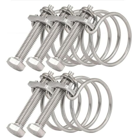 Bardusch 60-65 mm Colliers de serrage doubles en fil, colliers de serrage réglables en fil 201 en acier inoxydable, colliers de serrage doubles en fil pour tuyau d’eau, tuyau de réservoir, tuyau pour 