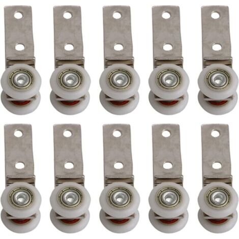 Bardusch-6,5 x 1,9 cm Coude de conduit en métal Roulement Bloc de poulie avec deux Plastique de roue pour porte coulissante fenêtre Cabinet