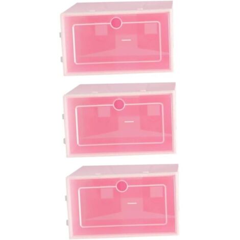 Bardusch-6pièces Boîtes Chaussures Transparentes Empilables Plastique Épaissi s Rose Rangement Organisateur Pour Sneakers
