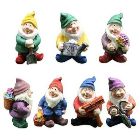 Bardusch - 7 Pièces Nains de Jardin, Statue Gnomes Fée Miniature, Ornements Figurine Nains Mignons, pour Décoration de Table et Jardin pour