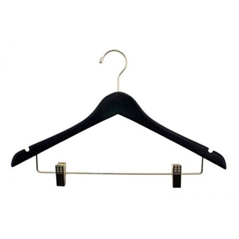 Bardusch-72–17 Ladies concave Suit Cintre Doré Crochet et clips, 43,2 cm, Noir (Lot de 100)