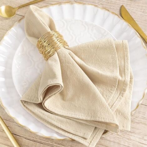 Bardusch-8 serviettes table lin/coton 40,6x40,6 cm – Beige – lavables – pour mariage, baby shower