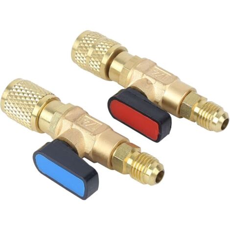 Bardusch A （7.1×3.1×3.1cm）  Vanne à Bille pour Climatiseur, Vannes D'arrêt SAE 1/4 pour Contrôler et Réguler Le Débit de Gaz ou de Liquides, pour Réfrigérant R22 R410A