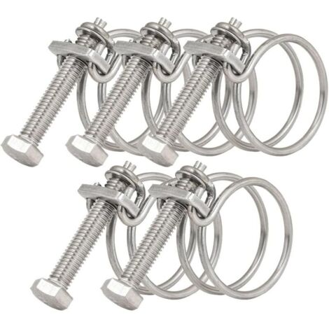 Bardusch A Lot de 5 colliers de serrage à double fil de 45 à 50 mm, colliers de serrage en acier inoxydable 201, fixation universelle pour tuyau de plomberie