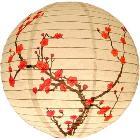 Bardusch - Abat-jour en papier blanc à suspendre - Décoration orientale - Fleur de prunier - Fabrication soignée - Cadeau chinois volant