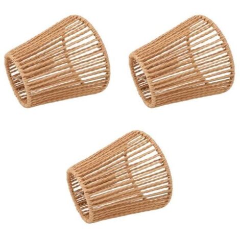 Bardusch - Abat-jour tissé à la main - - 3 pièces - Compatible E14 - Décoration intérieure - Beige