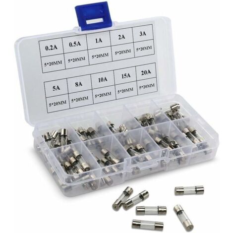 Bardusch-AGC Portes fusible en Ligne Type à vis, 5x20mm Fusibles en Verre à soufflage Rapide Fusibles à soufflage Rapide Kit Assorti Amp 0.2A, 0.5A, 1A, 2A, 3A, 5A, 8A, 10A, 15A, 20A   100pcs