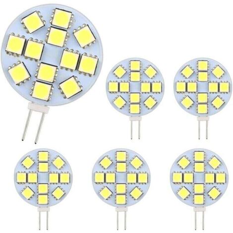 Bardusch-Ampoule G4 LED 2W, AC/DC12-24V, 200LM Blanc Chaud 3000K, 12x 5050SMD, Équivalent Ampoule Halogène 20w, Non-Dimmable, G4 Ampoule Ronde LED pour Lumière d'armoire, Éclairage Encastré, Lot de 6