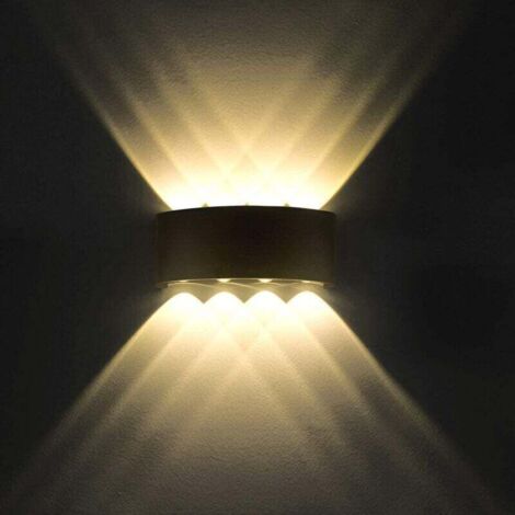 Bardusch-Applique murale LED moderne 8 W, spot décoratif haut/bas en aluminium étanche IP65, veilleuse pour salon, chambre, couloir, cage d'escalier, allée (blanc chaud) [Classe énergétique A+]