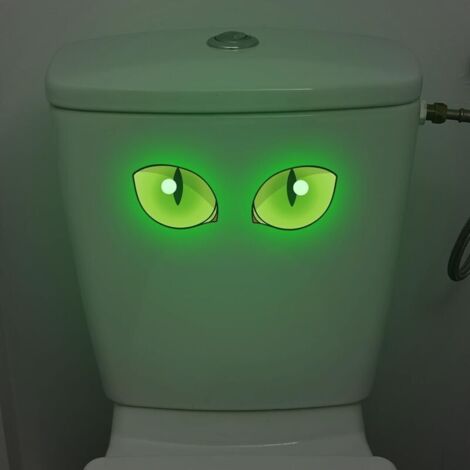 Bardusch-Autocollant réfléchissant œil vert – Sécurité nocturne, imperméable, pour abattant WC/salle de bain
