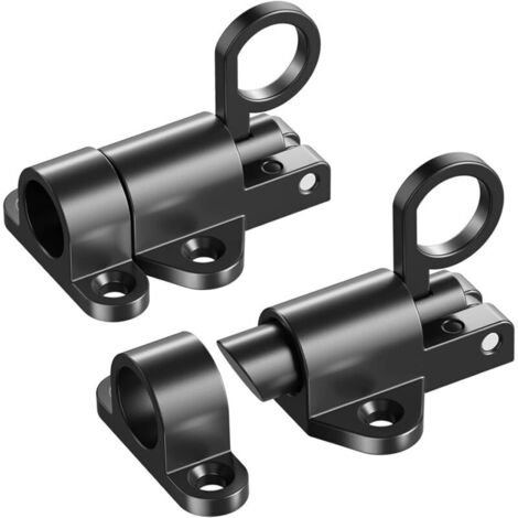Bardusch - Automatique Verrou de Porte, Loquet à Ressort Loquet de Porte Verrouillage de porte à ressort Verrouillage de boulon élastique Boulon à Rebond pour les Fenêtres Portails (Black - 2Pack)