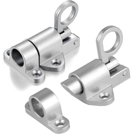 Bardusch-Automatique Verrou de Porte, Loquet à Ressort Loquet de Porte Verrouillage de porte à ressort Verrouillage de boulon élastique Boulon à Rebond pour les Fenêtres Portails (Silver - 2Pack)