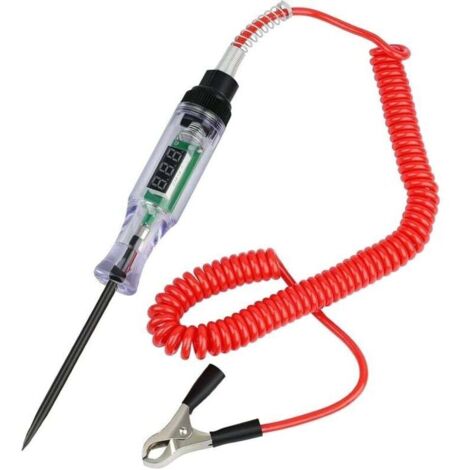 Bardusch-Automobile DC 6V 12V 24V Testeur Electrique Stylo Testeur de Tension avec écran LCD, fil à ressort, pince crocodile, cuir en caoutchouc isolé，Test de Polarité,Lampe,Testeur Fusible Voiture